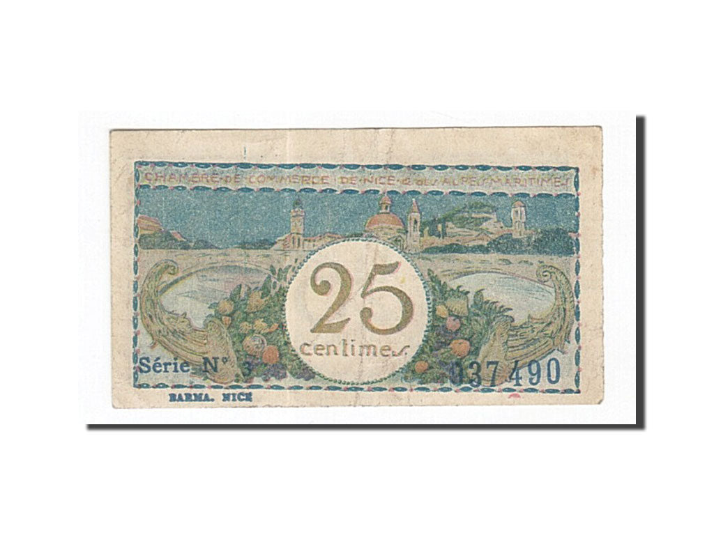 Francia, Nice, 25 Centimes, BB, Pirot:91-17