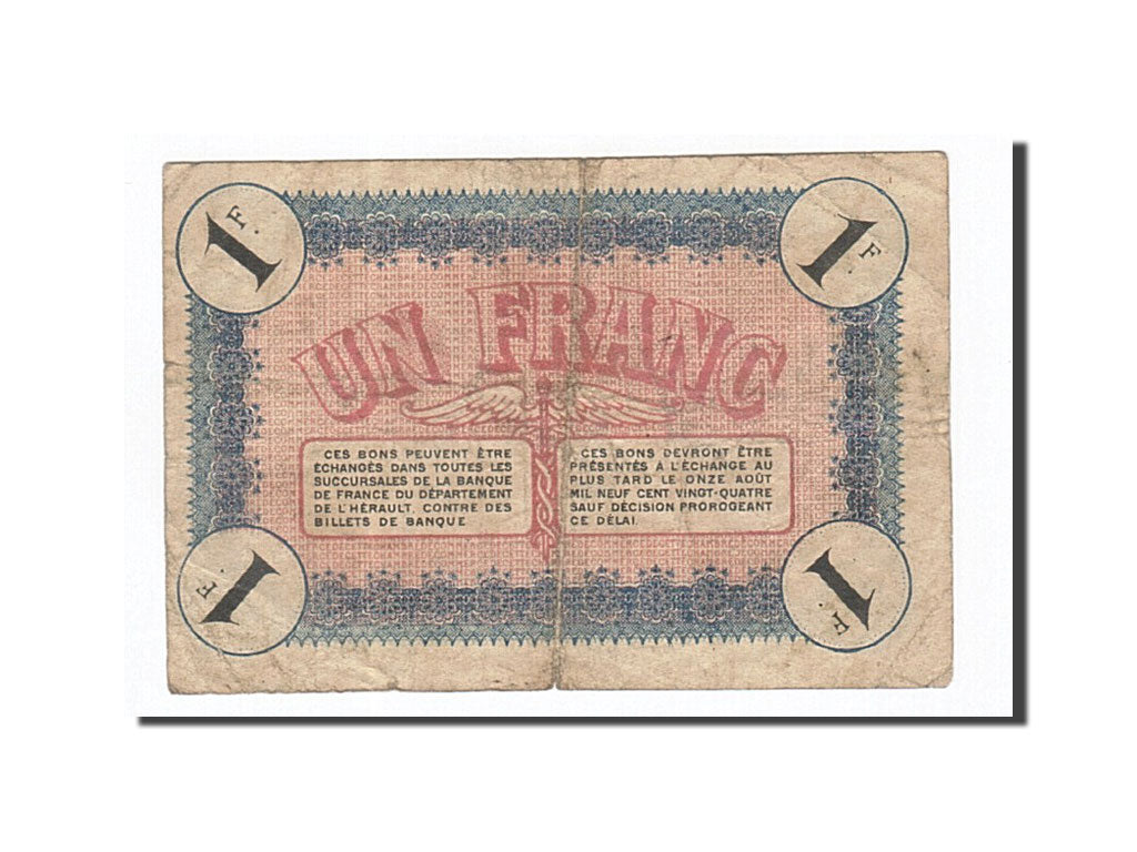 Banknote, Pirot:41-5, 1 Franc, 1915, France, VF(30-35), Sète