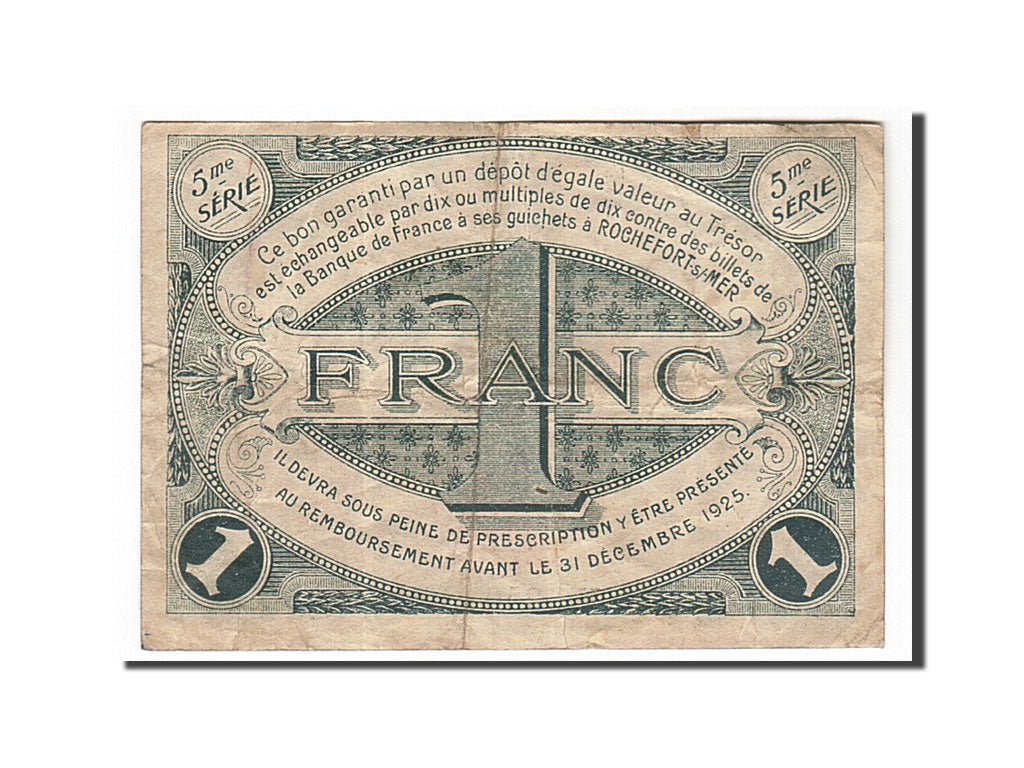 Billet, France, Rochefort-sur-Mer, 1 Franc, 1920, TTB, Pirot:107-19