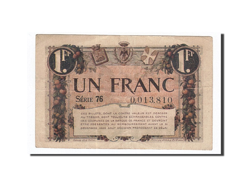 Banknote, Pirot:91-11, 1 Franc, 1920, France, EF(40-45), Nice