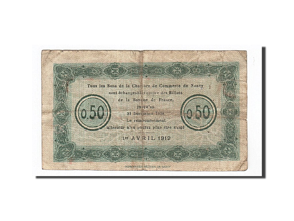 Banknote, Pirot:87-31, 50 Centimes, 1919, France, VF(30-35), Nancy