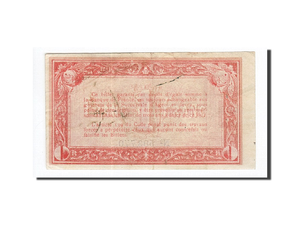 Banknote, Pirot:2-3, 1 Franc, 1914, France, VF(30-35), Agen