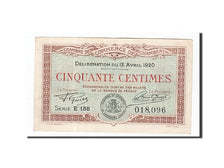 Banknot, Francja, Chambéry, 50 Centimes, 1920, UNC(60-62), Pirot:44-11