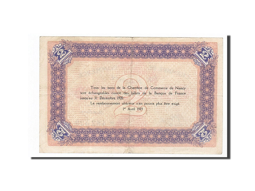 France, Nancy, 2 Francs, 1919, EF(40-45), Pirot:87-32