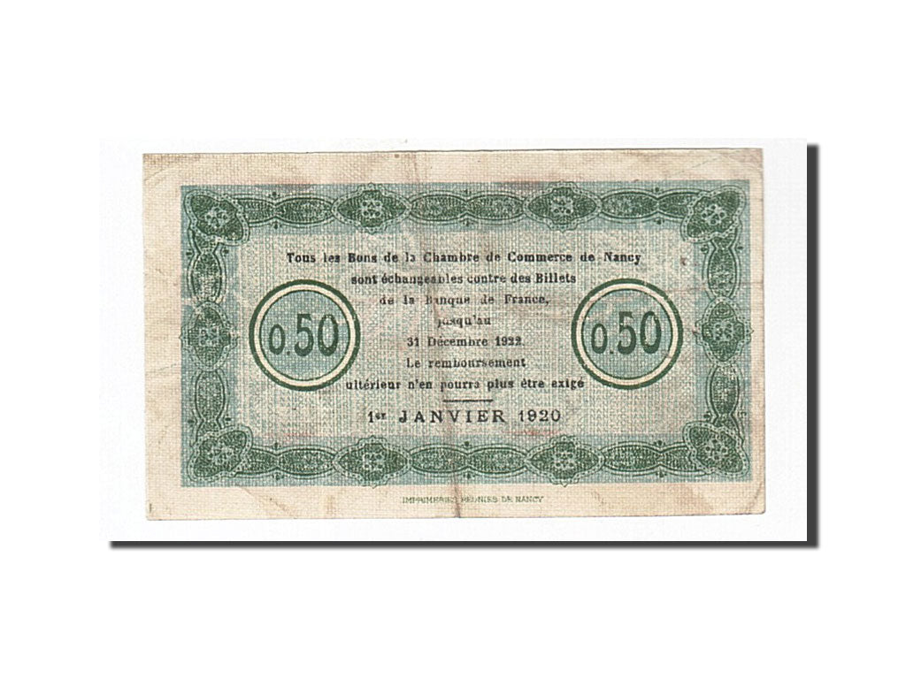 Banknote, Pirot:87-37, 50 Centimes, 1920, France, EF(40-45), Nancy