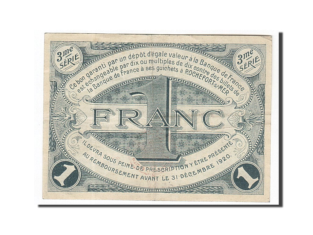 France, Rochefort-sur-Mer, 1 Franc, 1915, AU(50-53), Pirot:107-13