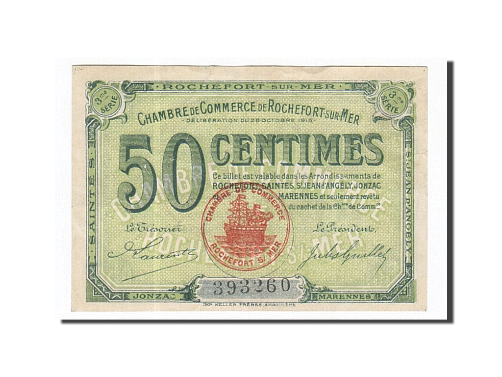France, Rochefort-sur-Mer, 50 Centimes, 1915, SUP, Pirot:107-11