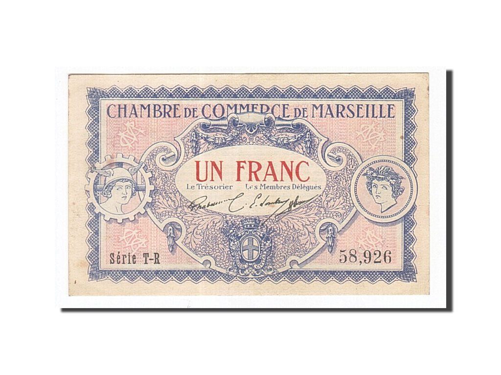 France, Marseille, 1 Franc, 1917, AU(55-58), Pirot:79-70