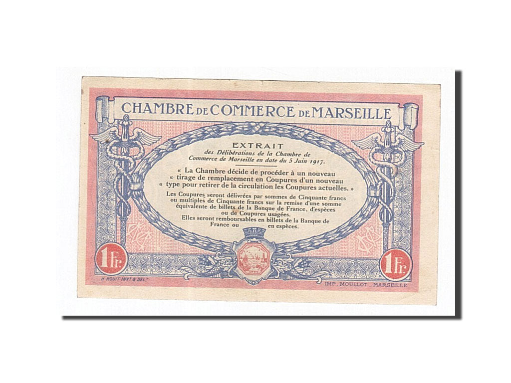 France, Marseille, 1 Franc, 1917, AU(55-58), Pirot:79-70