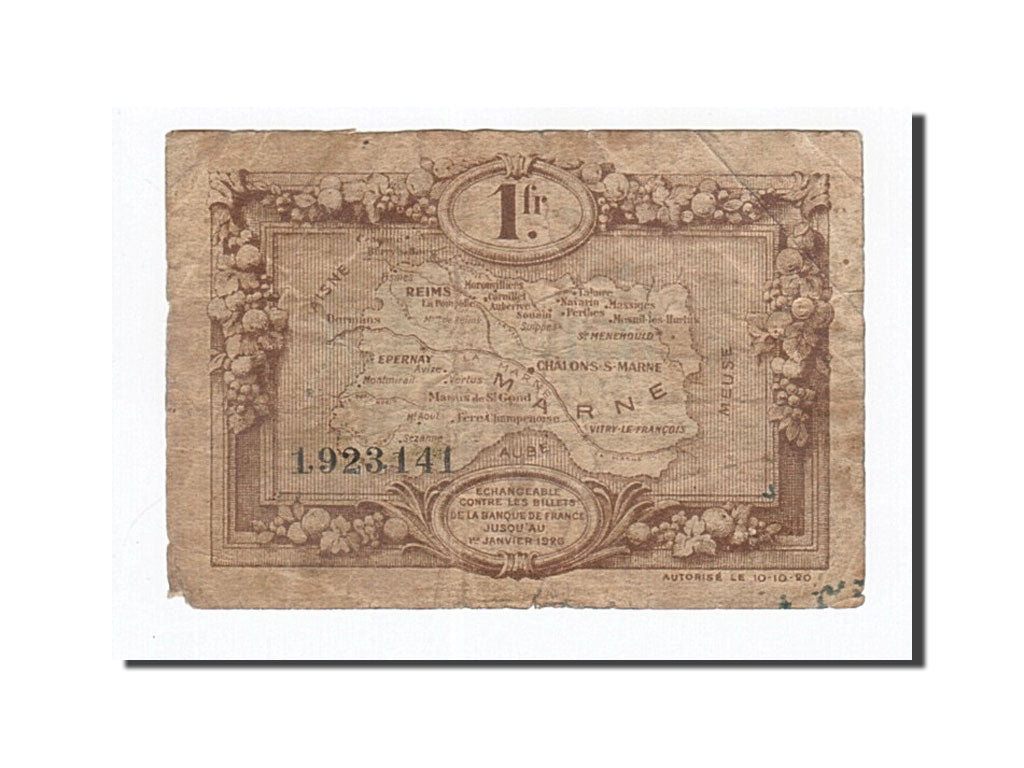 Billet, France, Reims, 1 Franc, 1920, TB, Pirot:43-2