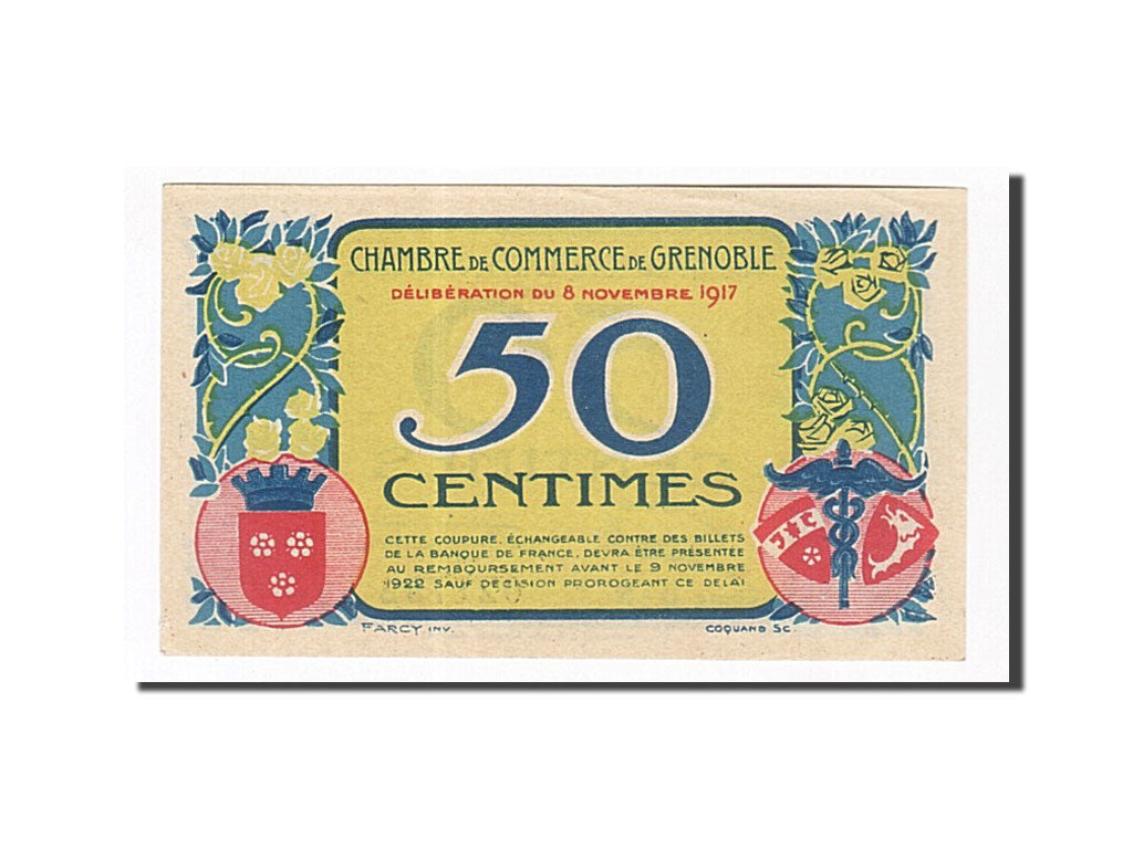 France, Grenoble, 50 Centimes, 1917, UNC(60-62), Pirot:63-13