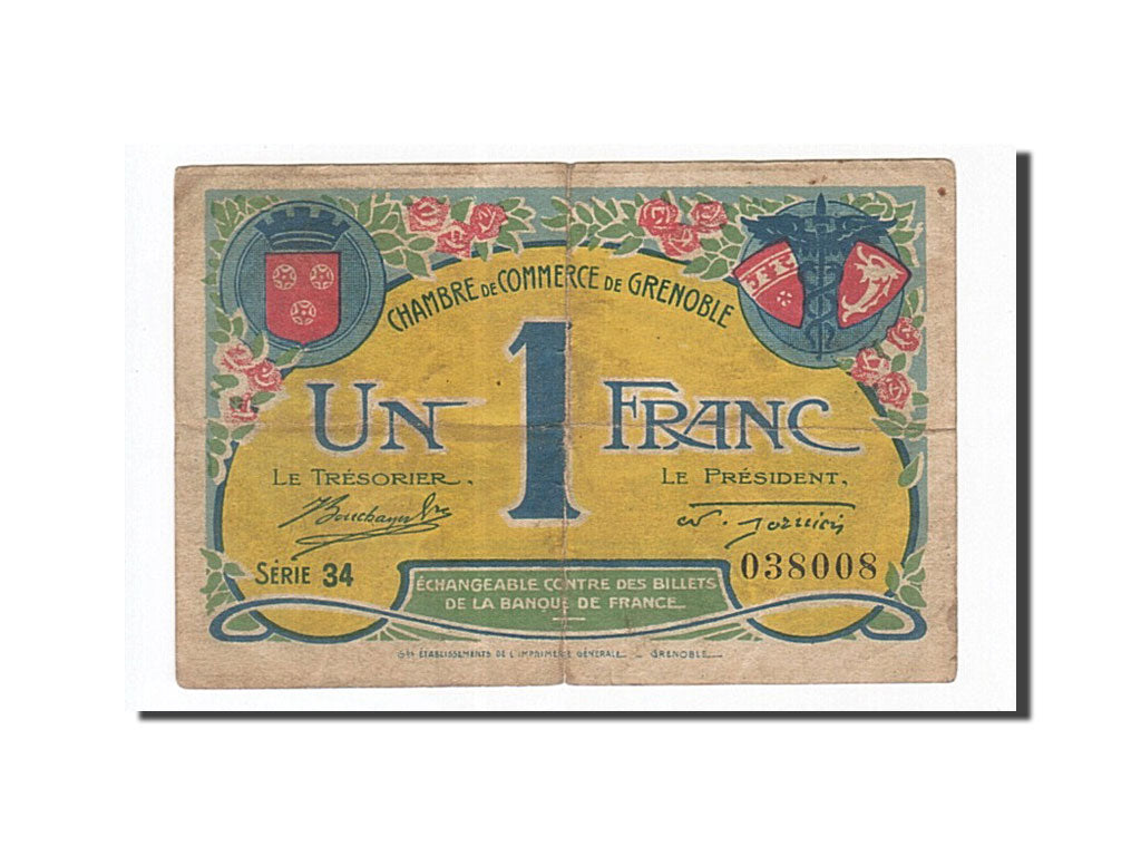 France, Grenoble, 1 Franc, 1917, TB, Pirot:63-20