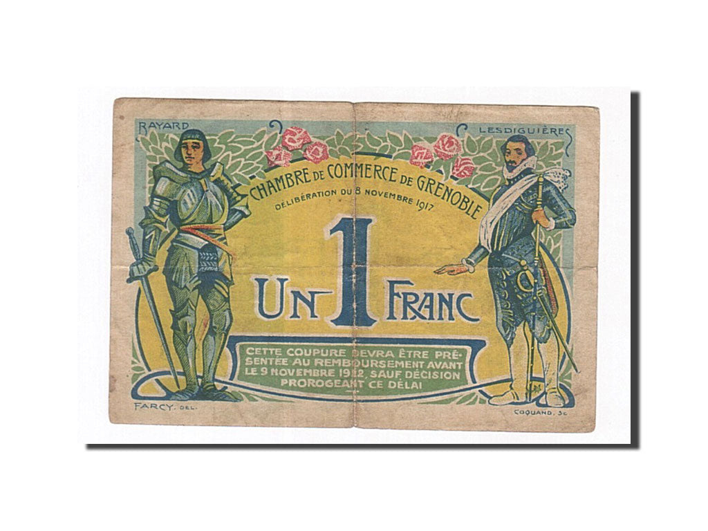 France, Grenoble, 1 Franc, 1917, TB, Pirot:63-20