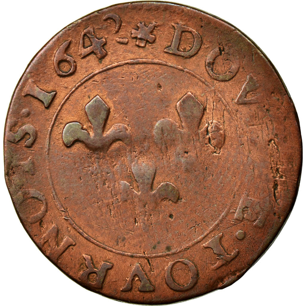 Münze, Frankreich, Double Tournois, 1642, S, Kupfer, Boudeau:1006