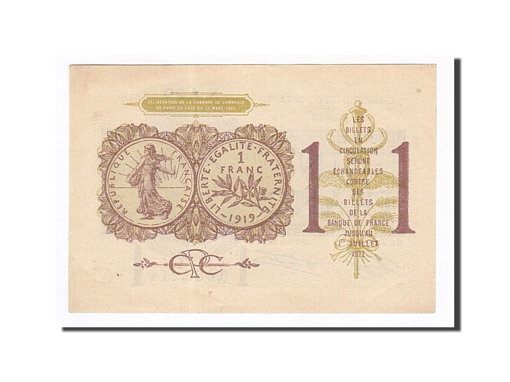 Billet, France, Paris, 1 Franc, 1920, SUP+, Pirot:97-23