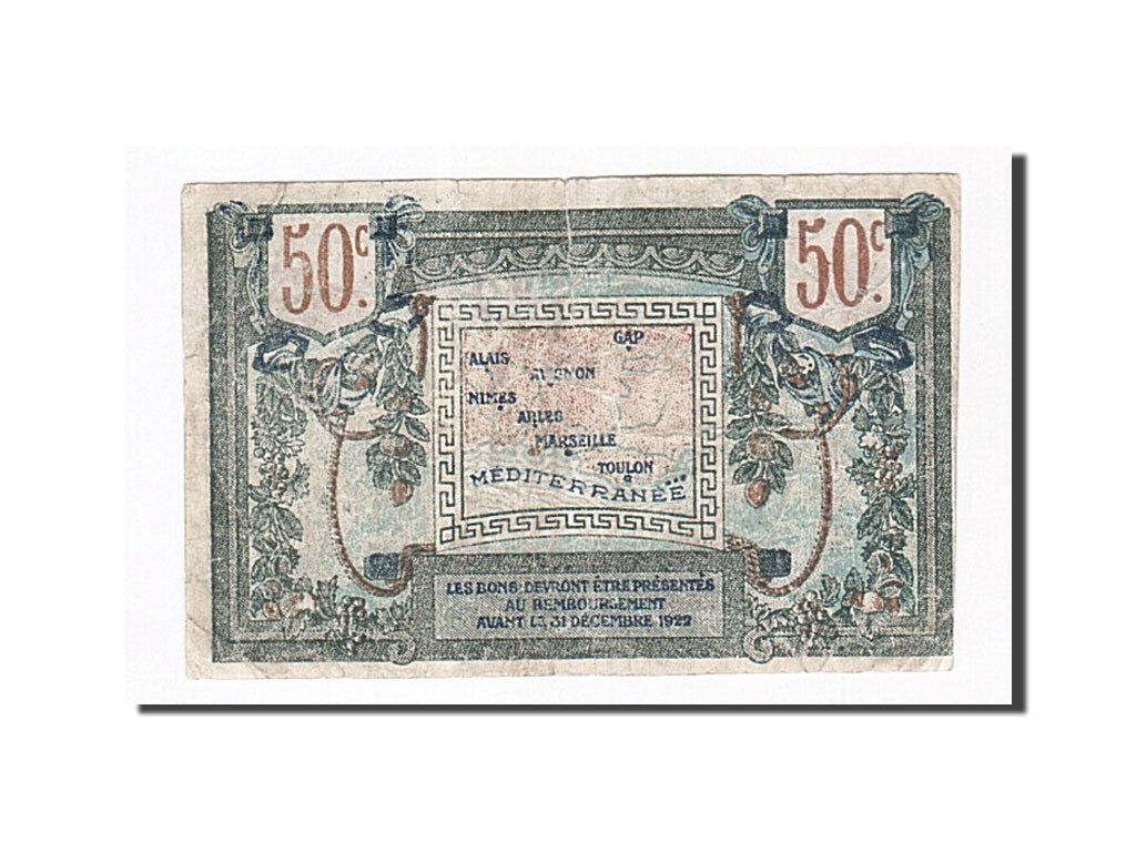 Billet, France, Marseille, 50 Centimes, TB, Pirot:102-9