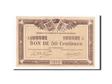 Banconote, Pirot:104-1, SPL, Quimper et Brest, 50 Centimes, 1915, Francia