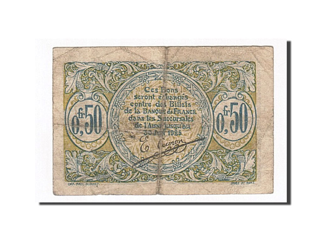 France, Saint-Quentin, 50 Centimes, VF(20-25), Pirot:116-1