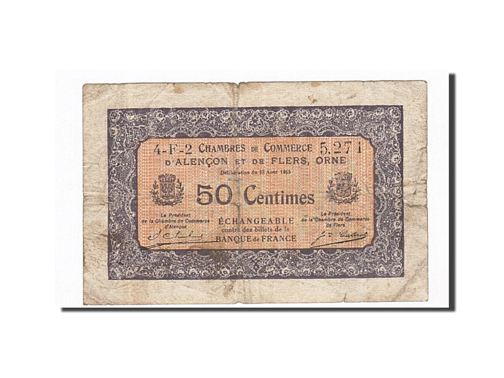Geldschein, Frankreich, Alençon et Flers, 50 Centimes, 1915, SGE+, Pirot:6-39