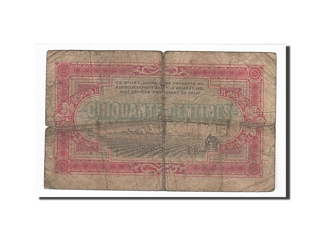 Banknote, Pirot:49-1, 50 Centimes, 1916, France, F(12-15), Cognac