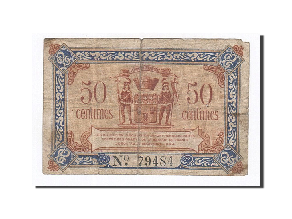 Banknote, Pirot:33-1, 50 Centimes, France, F(12-15), Brive