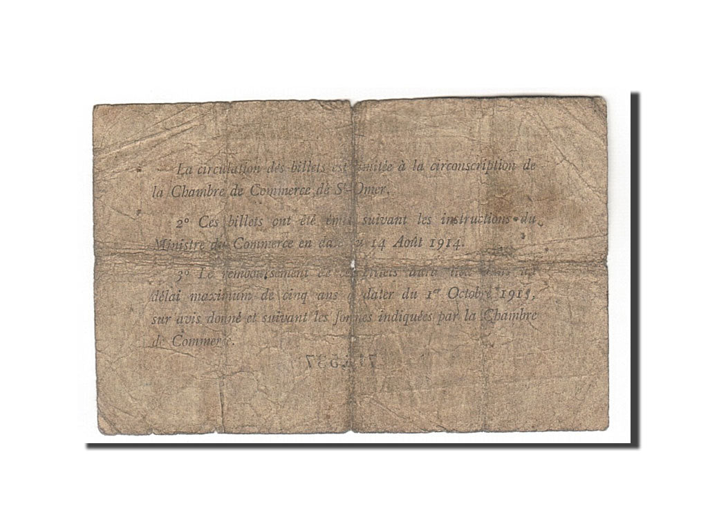 Banknote, Pirot:115-7, 50 Centimes, 1914, France, VG(8-10), Saint-Omer