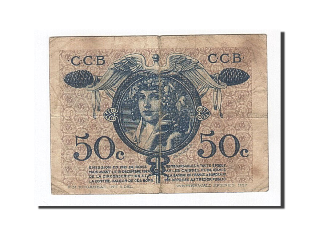 Banknote, Pirot:30-28, 50 Centimes, 1921, France, VF(20-25), Bordeaux