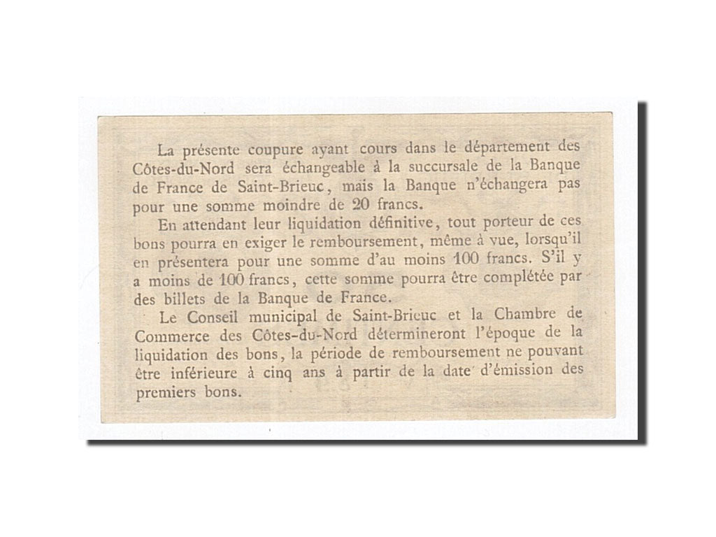 Banknote, Pirot:111-11, 50 Centimes, France, UNC(63), Saint-Brieuc