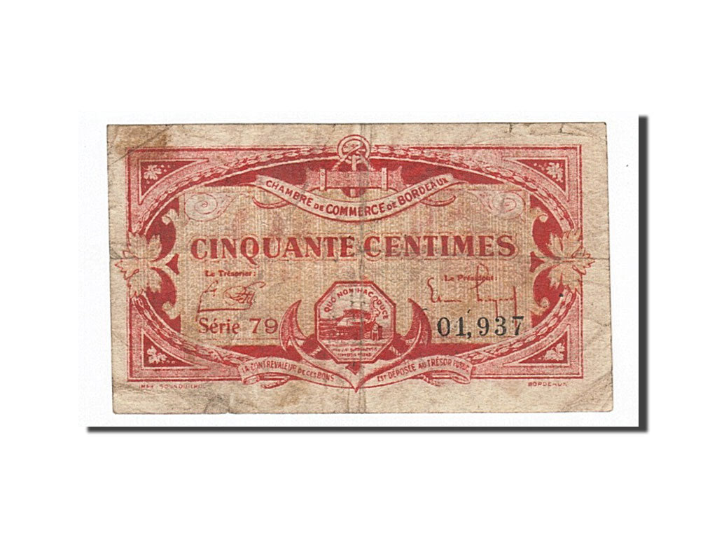 Geldschein, Frankreich, Bordeaux, 50 Centimes, 1920, S, Pirot:30-24