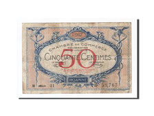Banconote, Pirot:106-16, MB+, Roanne, 50 Centimes, 1917, Francia