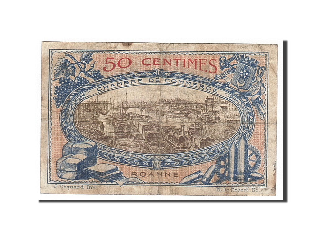 Banknote, Pirot:106-16, 50 Centimes, 1917, France, VF(30-35), Roanne