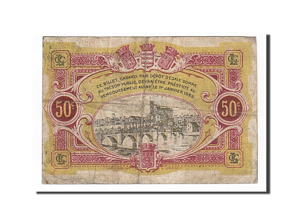 France, Limoges, 50 Centimes, VF(20-25), Pirot:73-23