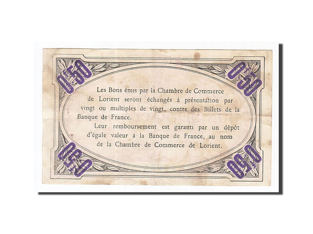 France, Lorient, 50 Centimes, 1915, EF(40-45), Pirot:75-20