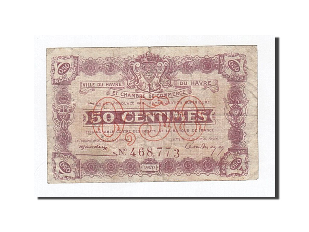 France, Le Havre, 50 Centimes, 1920, VF(30-35), Pirot:68-26
