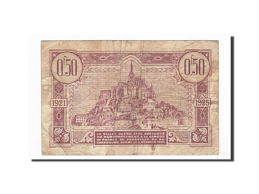 France, Granville et Cherbourg, 50 Centimes, 1921, TB, Pirot:61-5