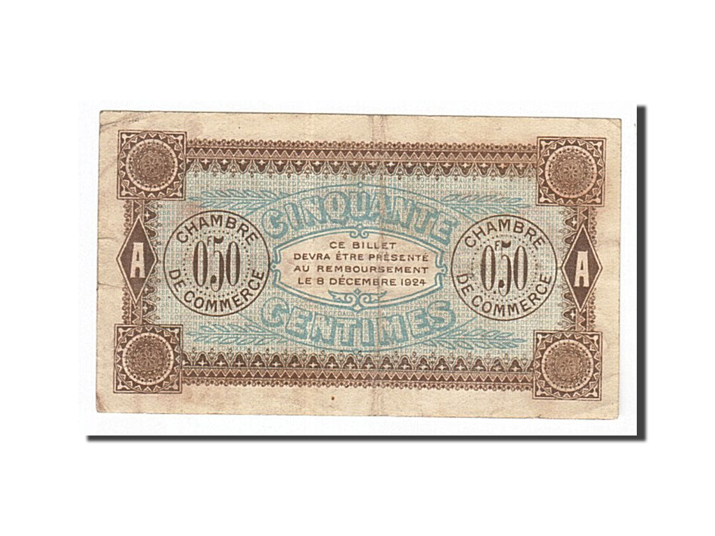 France, Auxerre, 50 Centimes, 1921, EF(40-45), Pirot:17-27
