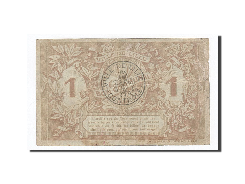 Banknote, Pirot:59-1636, 1 Franc, 1917, France, VF(20-25), Lille