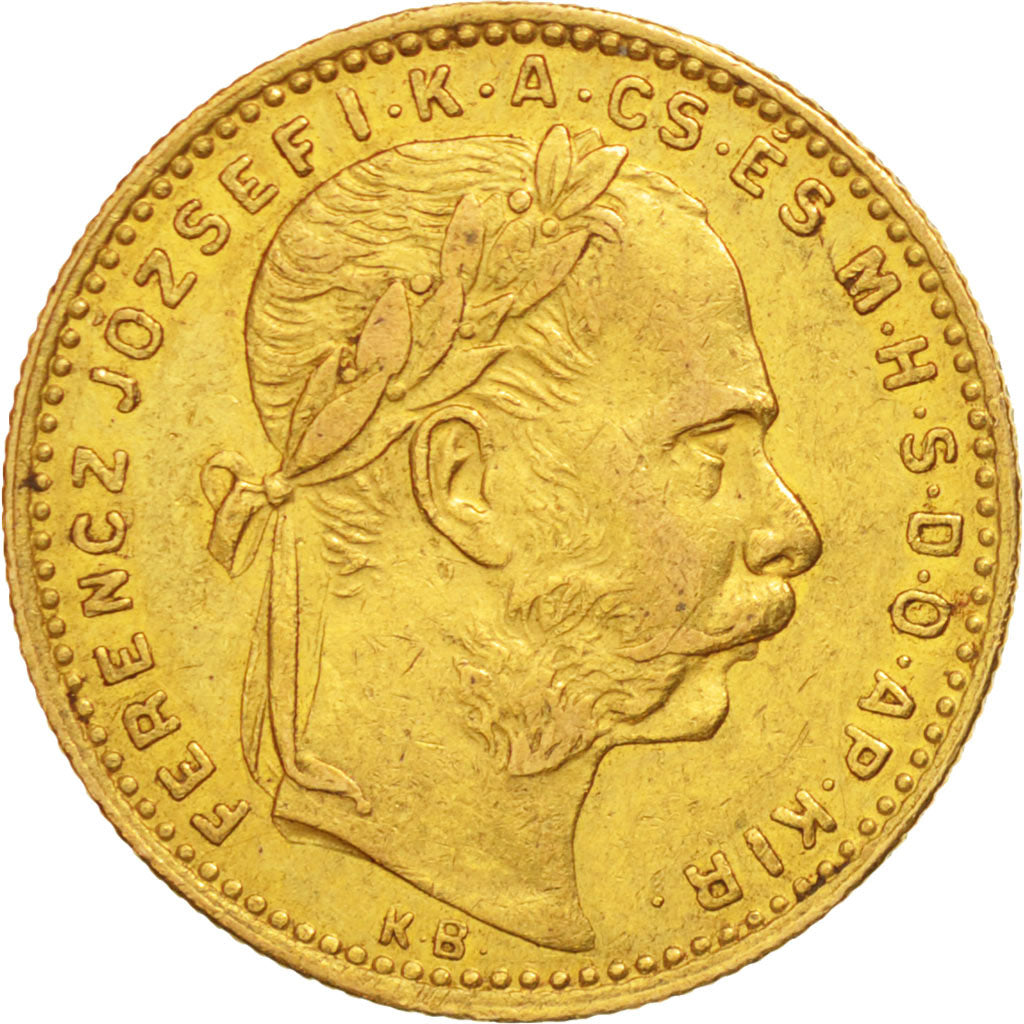 Ungarn, Franz Joseph I, 8 Forint 20 Francs, 1887, Kormoczbanya, EF(40-45), Gold