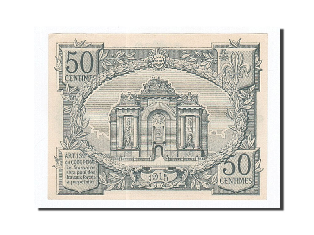 Banknote, Pirot:59-1599, 50 Centimes, 1915, France, UNC(63), Lille