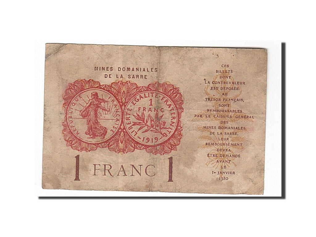 Banknote, Saar, 1 Franc, 1920, VF(20-25), Fayette:VF 51.5, KM:2