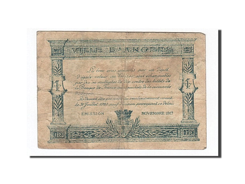 Geldschein, Frankreich, Angers, 25 Centimes, 1917, S+, Pirot:8-4