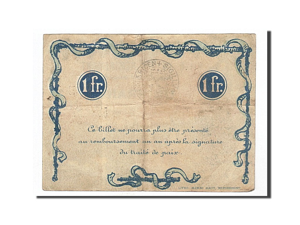Francia, Remiremont, 1 Franc, 1916, BB, Pirot:88-68
