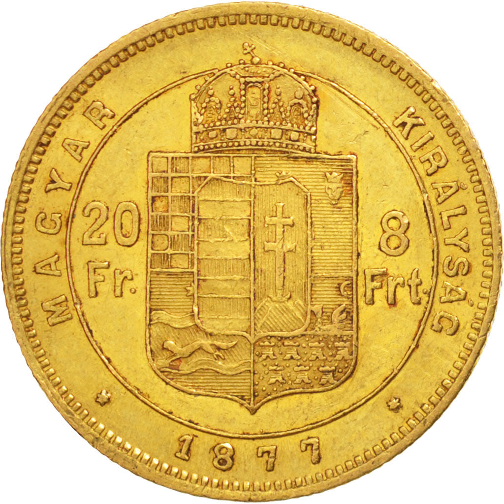 Hungary, Franz Joseph I, 8 Forint 20 Francs,1877,Kremnitz,EF(40-45),Gold,KM455.1