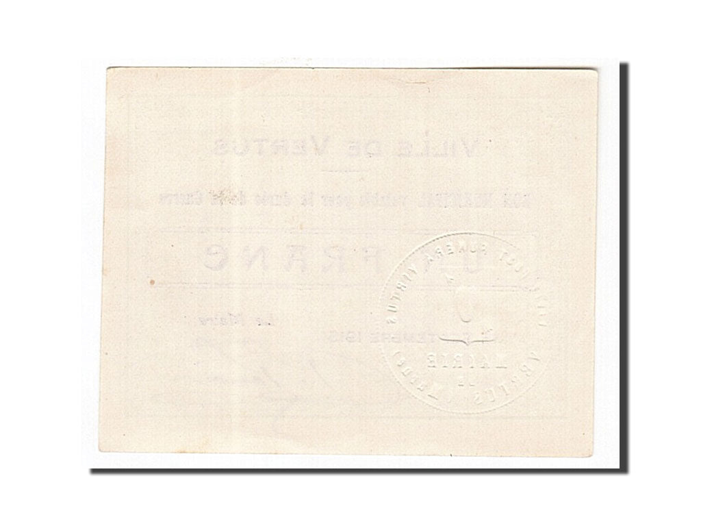 Banknote, Pirot:51-52, 1 Franc, 1915, France, UNC(63), Vertus