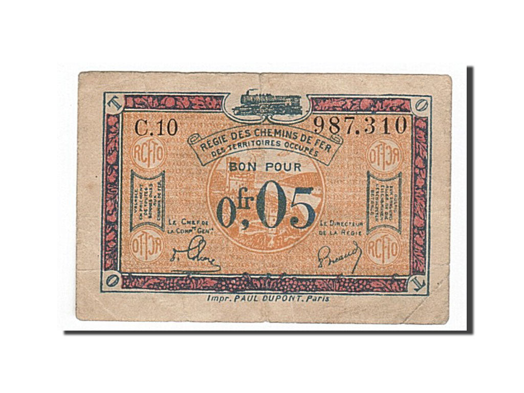 Biljet, Pirot:135-1, 5 Centimes, Frankrijk, TTB, Régie des chemins de Fer