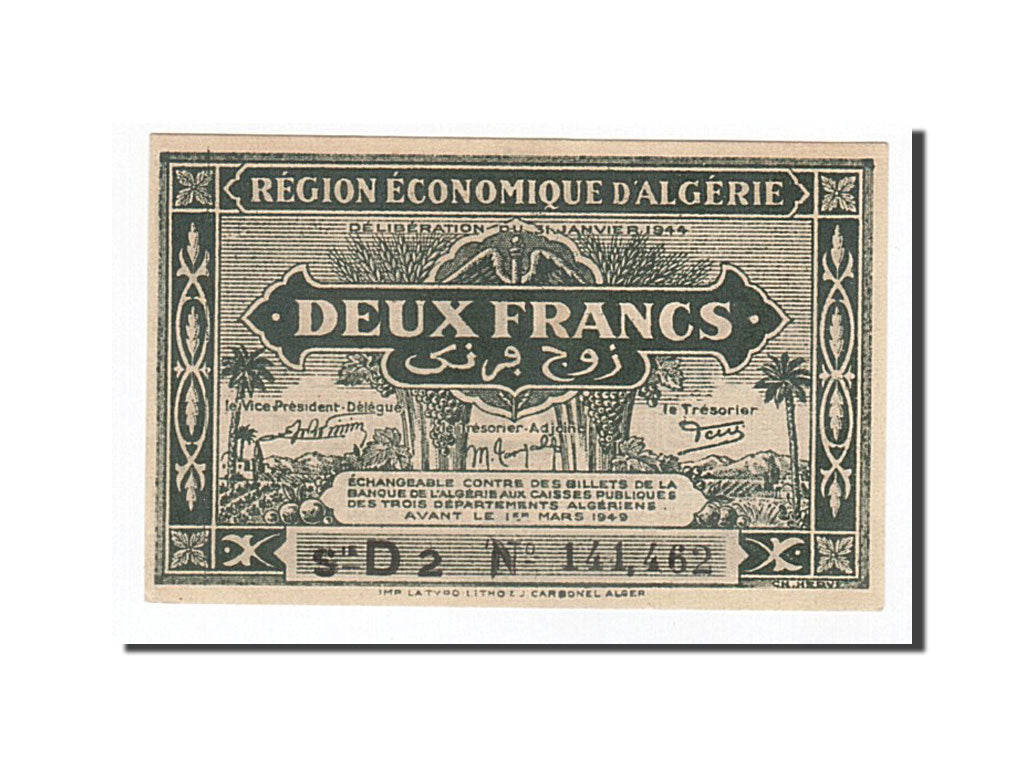 Banknote, Algeria, 2 Francs, 1944, KM:99b, UNC(63)