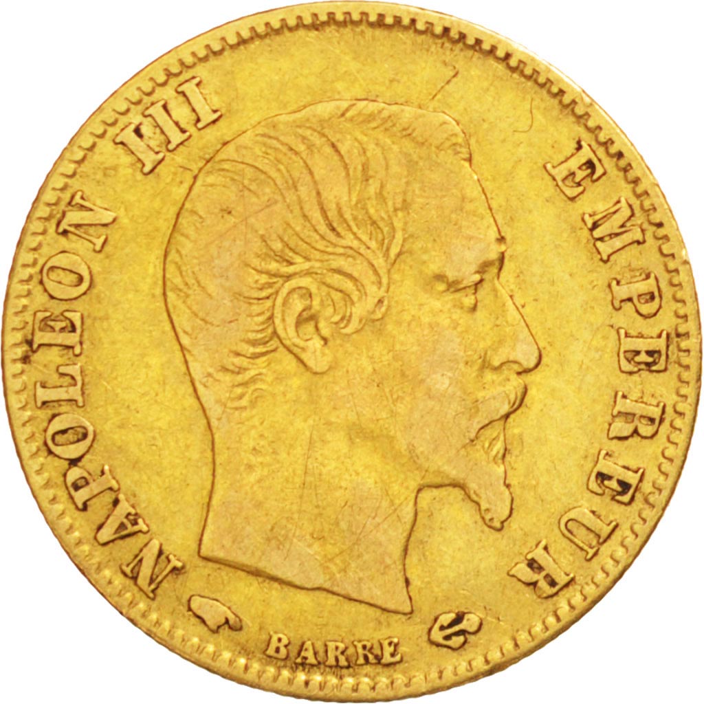 Francia, Napoleon III, Napoléon III, 5 Francs, 1859, Paris, MB+, Oro, KM:787...