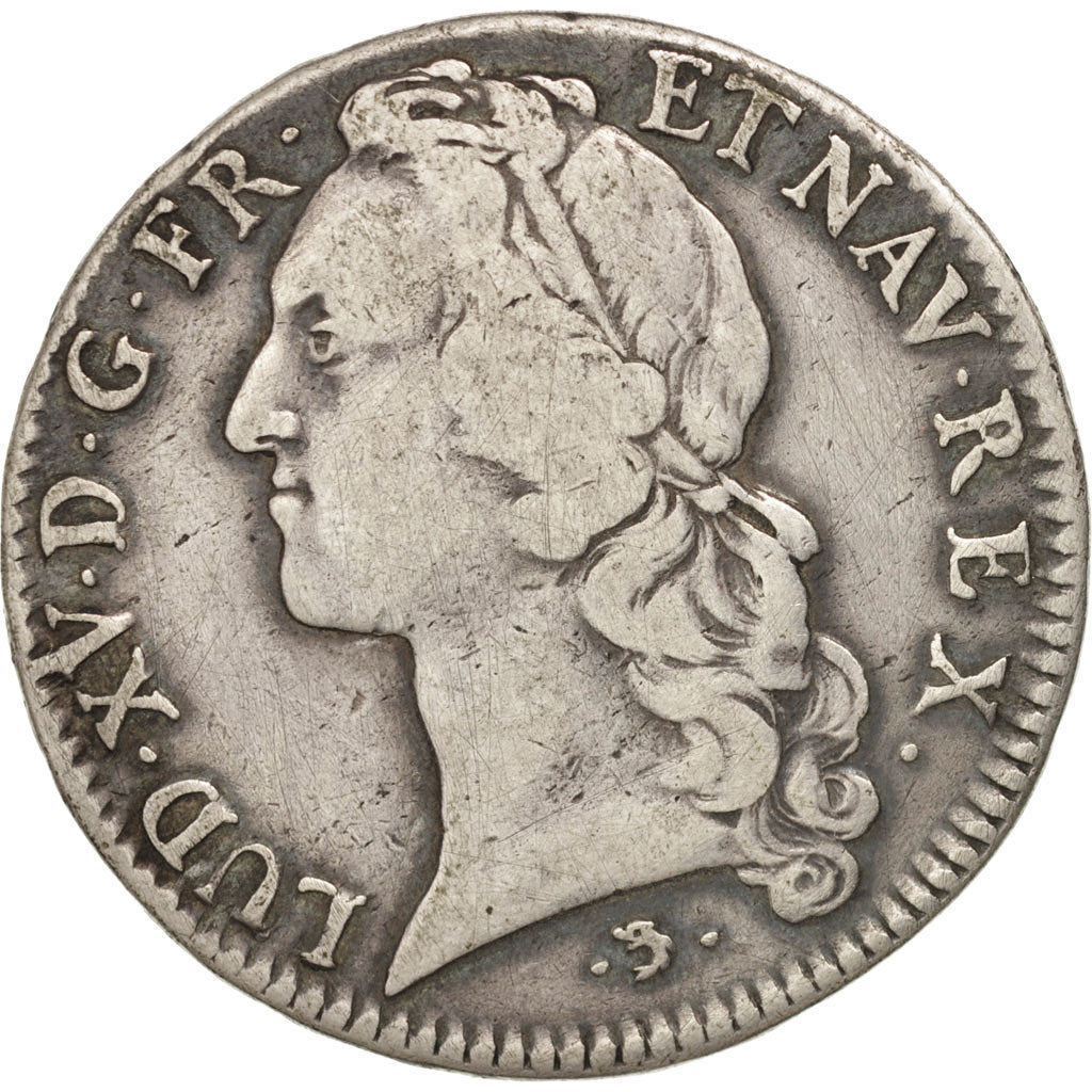 France, Louis XV, Écu au bandeau, Ecu, 1744, Grenoble, VF(20-25),Silver,KM512.25