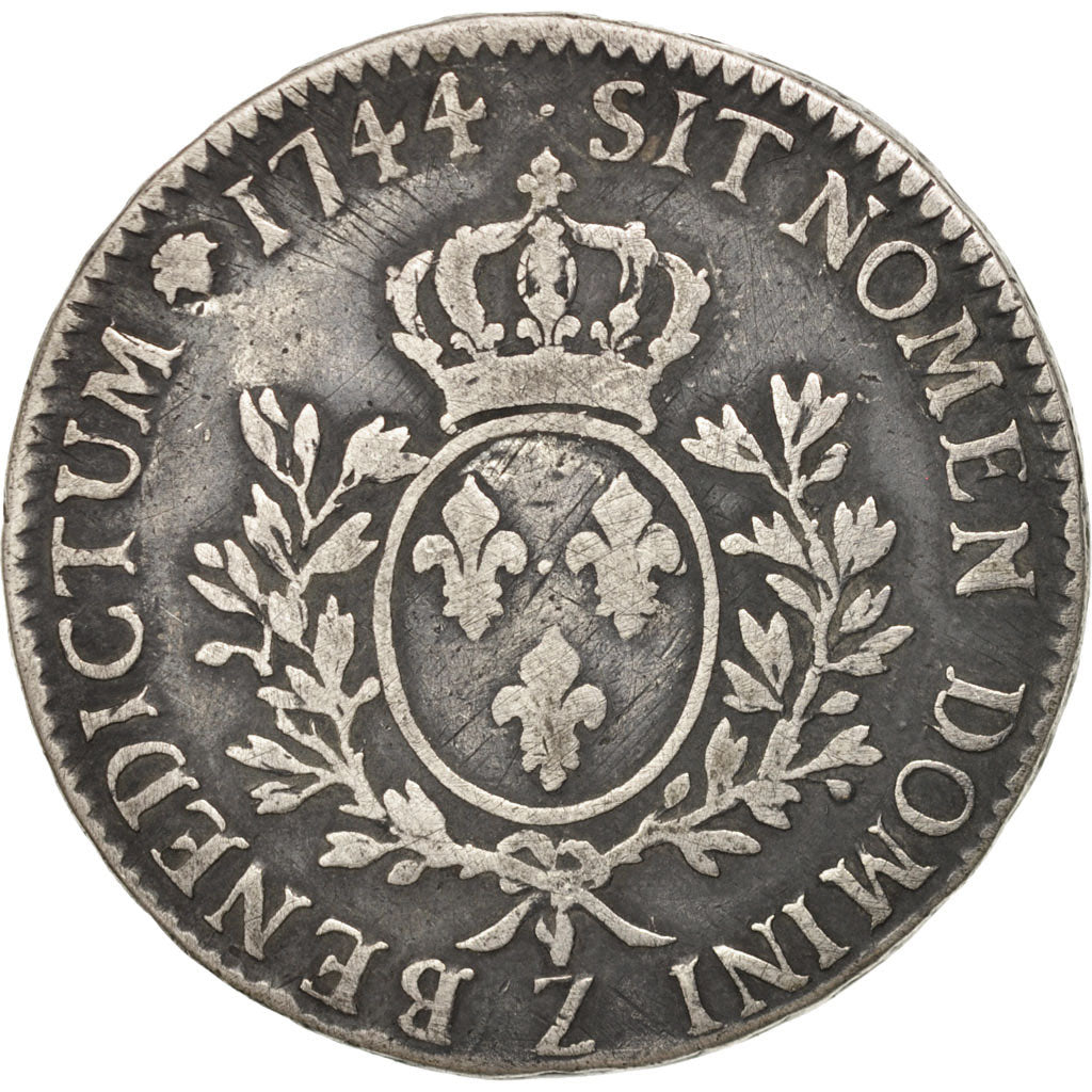 France, Louis XV, Écu au bandeau, Ecu, 1744, Grenoble, VF(20-25),Silver,KM512.25