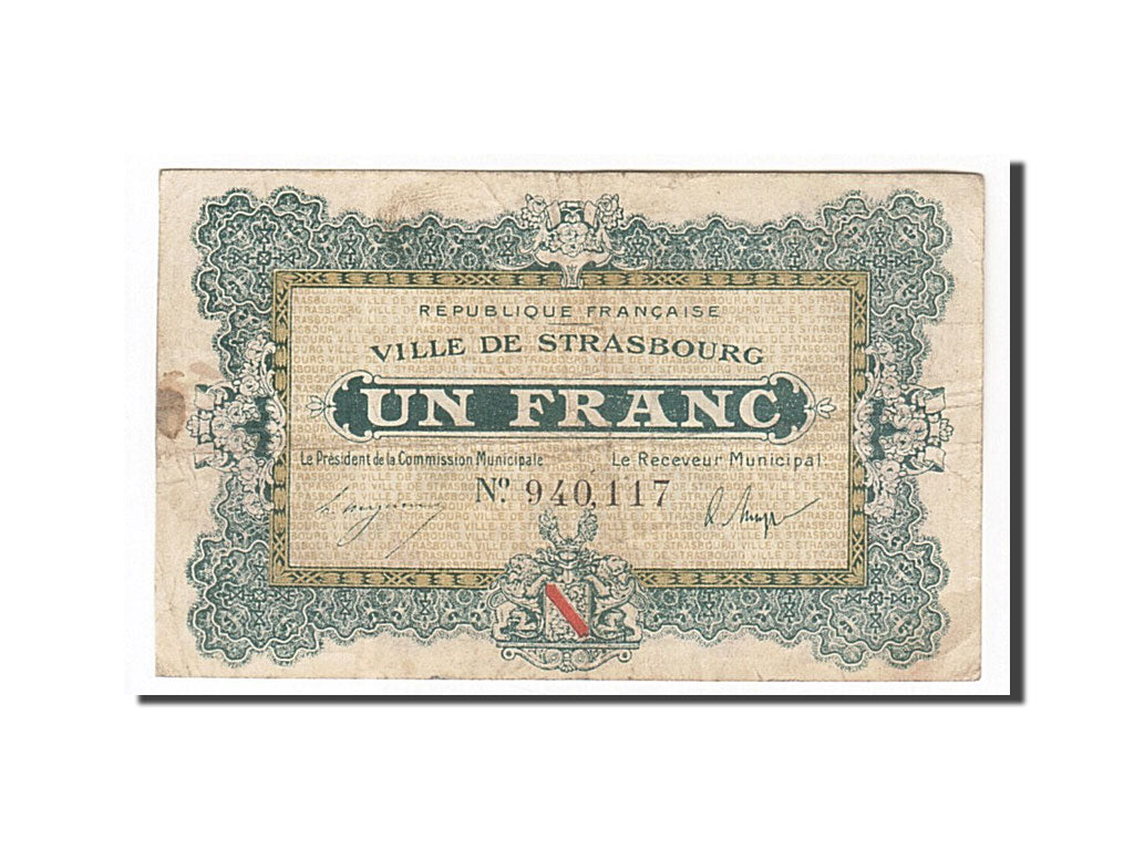 France, Strasbourg, 1 Franc, 1918, TB+, Pirot:133-4